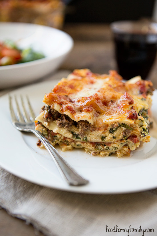 Spinach Ricotta Lasagna #recipe via FoodforMyFamily.com