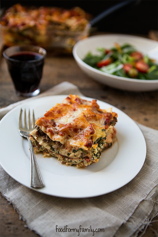 Spinach Ricotta Lasagna #recipe via FoodforMyFamily.com