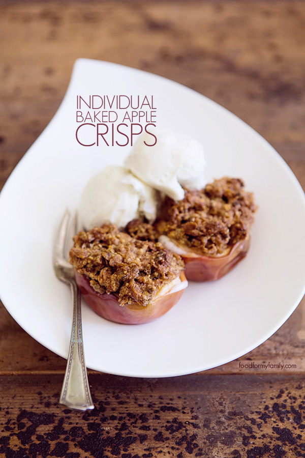 Individual Baked Apple Crisps #Recipe FoodforMyFamily.com