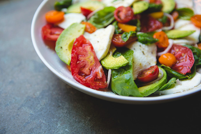 Avocado Caprese Salad Recipe via FoodforMyFamily.com