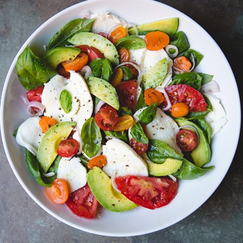 Avocado Caprese Salad Recipe via FoodforMyFamily.com
