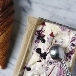 Roasted Blueberry Cheesecake Ice Cream with Graham Cracker Waffle Cones \ FoodforMyFamily.com