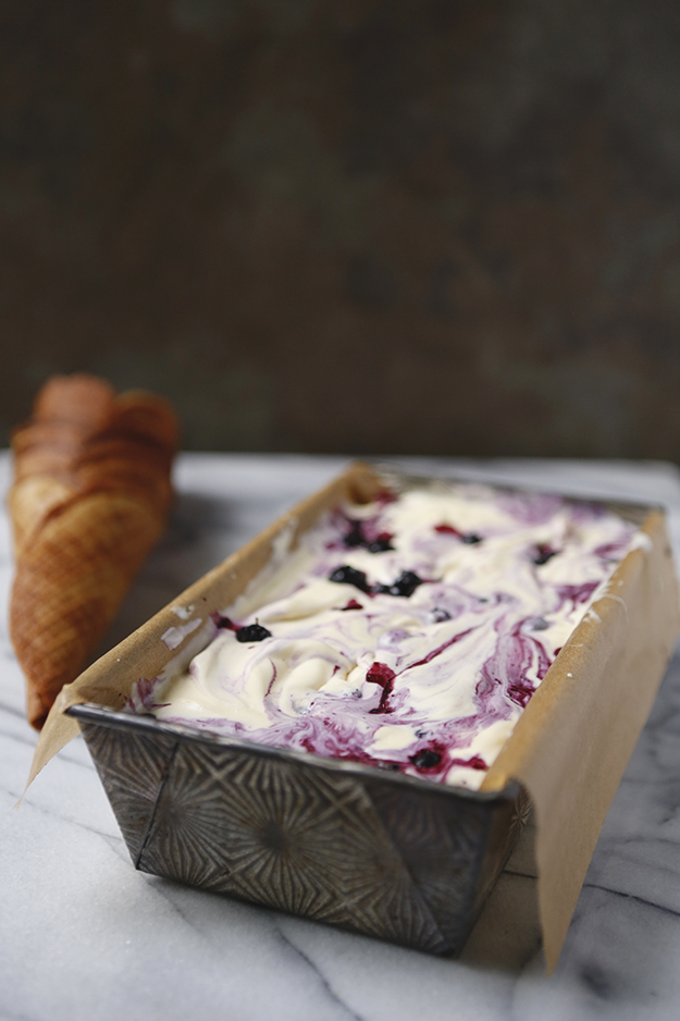 Roasted Blueberry Cheesecake Ice Cream with Graham Cracker Waffle Cones  FoodforMyFamily.com