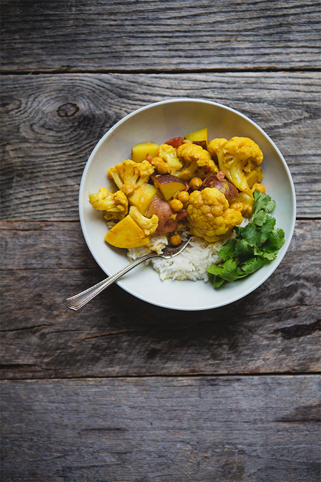 Chana aloo gobi masala: chickpea, potato, and cauliflower curry