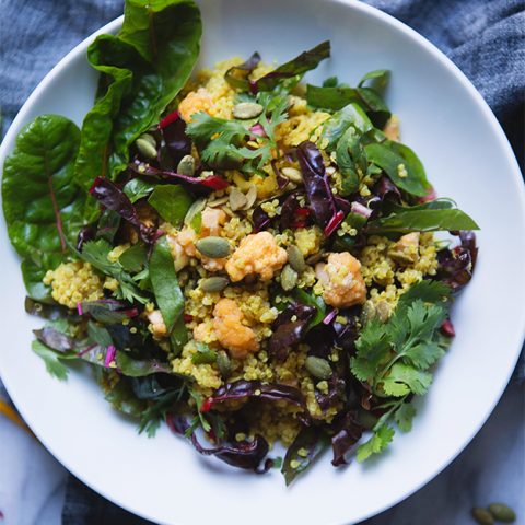 Curry Cauliflower Quinoa and Lentil Salad Recipe | FoodforMyFamily.com