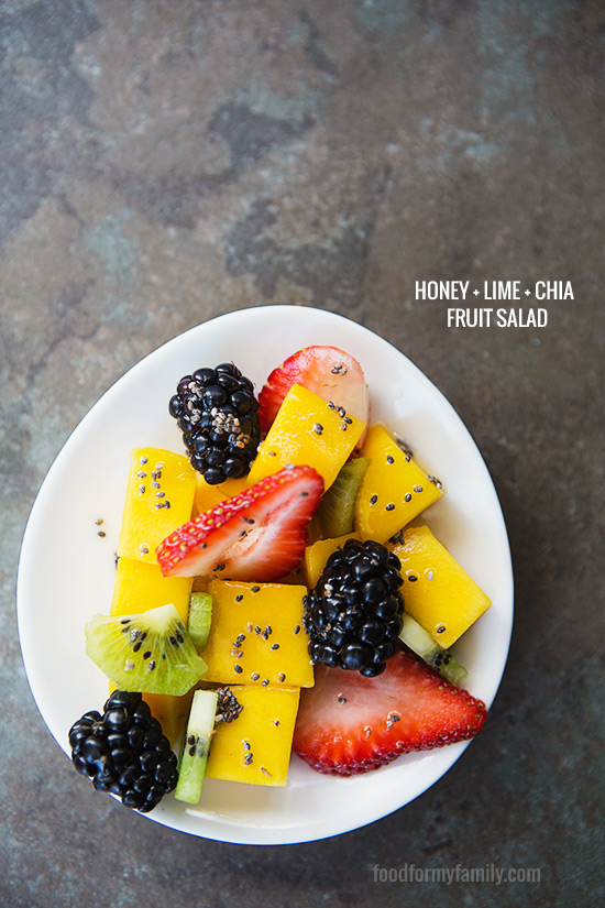 Honey Lime Chia Fruit Salad #recipe via FoodforMyFamily.com
