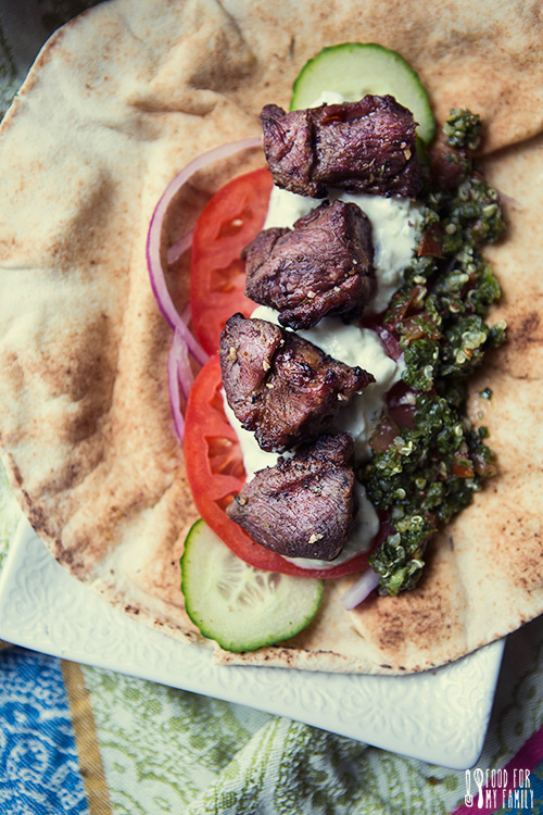 Lamb Kebabs with Tzatziki and Quinoa Tabbouleh #recipe via FoodforMyFamily.com