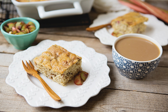 Rhubarb Coffee Cake #recipe | FoodforMyFamily.com