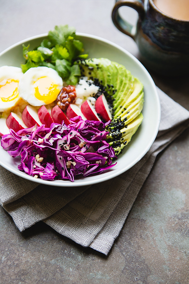 Rice Bowls with Quick Pickled Ginger Red Cabbage | FoodforMyFamily.com
