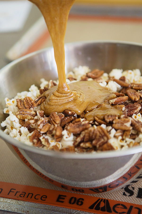 Salted Maple Whiskey Caramel Corn recipe | FoodforMyFamily.com