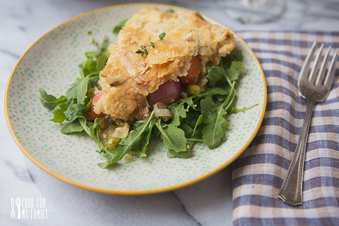 Spring Vegetable CHicken Pot Pie #recipe via FoodforMyFamily.com