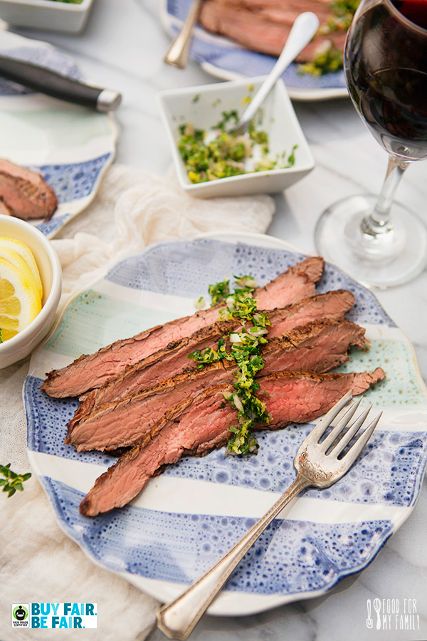 thyme and tea rubbed flank steak with gremolata