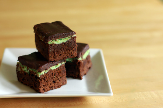 ganache-topped mint brownies