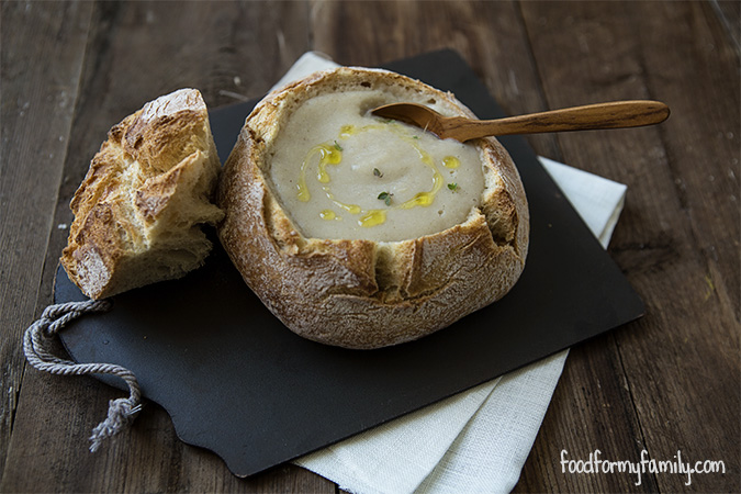 Creamy Cauliflower Soup #recipe via FoodforMyFamily.com