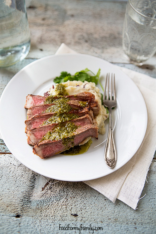 Grilled Steak with Chimichurri Sauce #recipe via FoodforMyFamily.com