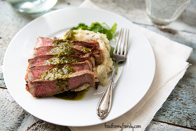 Grilled Steak with Chimichurri Sauce #recipe via FoodforMyFamily.com
