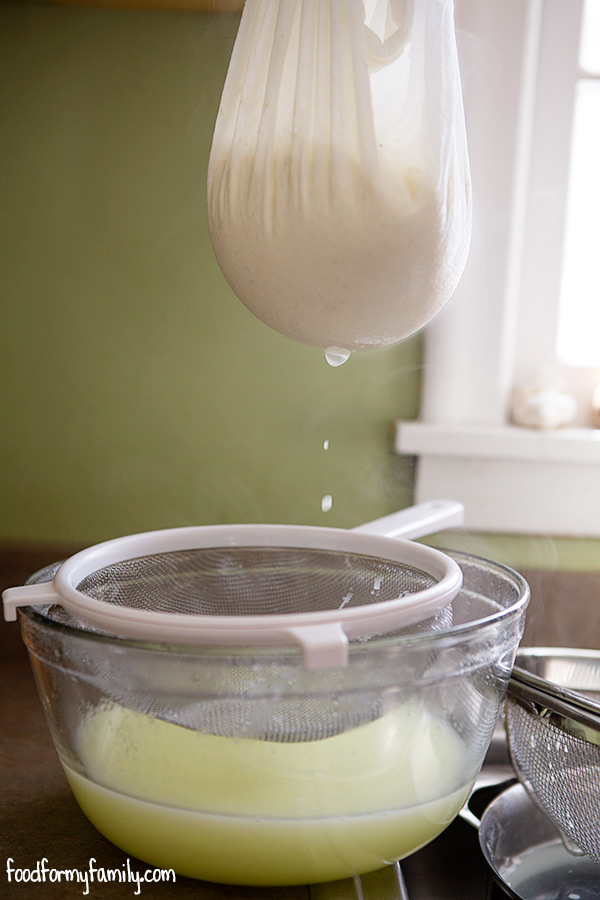 Homemade Whole Milk Ricotta #recipe via FoodforMyFamily.com