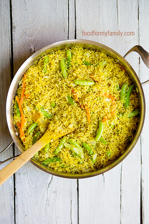 Thai Yellow Curry Coconut Rice Recipe | FoodforMyFamily.com
