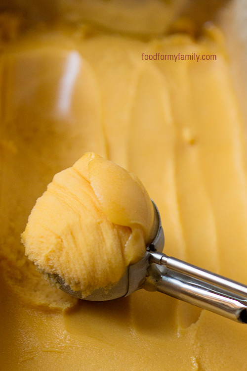Peach Sorbet and Bellini Spritzer #Recipe via FoodforMyFamily.com
