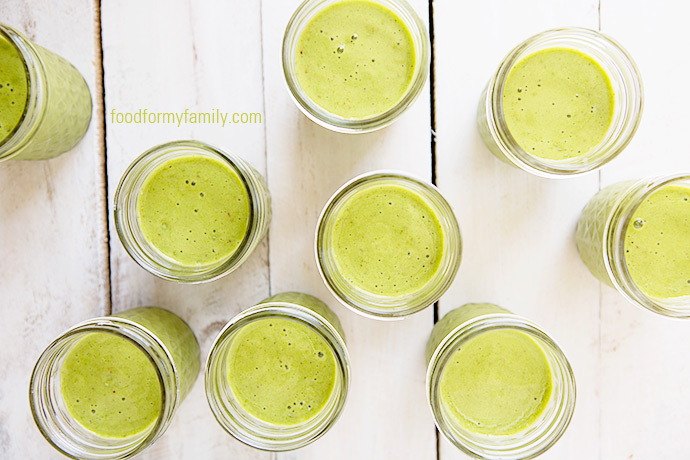 Green Monster Freezer Smoothies #recipe via FoodforMyFamily.com