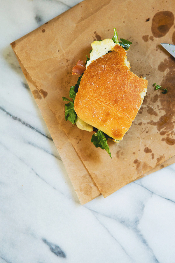 Dressed Arugula and Crisped Prosciutto Egg Sandwich recipe: Build a Better Breakfast Sandwich | FoodforMyFamily.com
