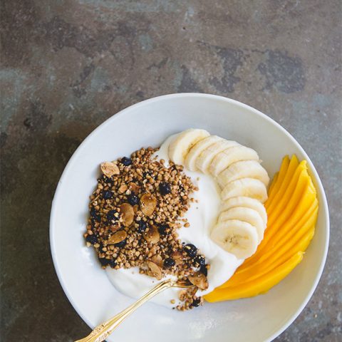 Blueberry Almond Buckwheat Granola Recipe (Gluten-Free) | via FoodforMyFamily.com