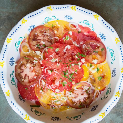 Heirloom Tomato Salad for an Avocado Toast Bar | FoodforMyFamily.com