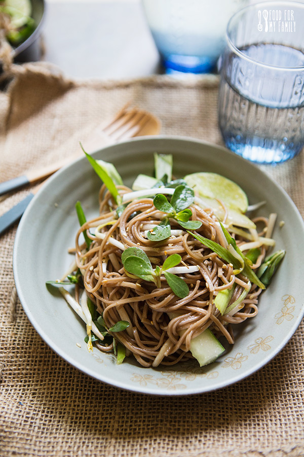 Purslane and Soba Noodle Salad #recipe on FoodforMyFamily.com