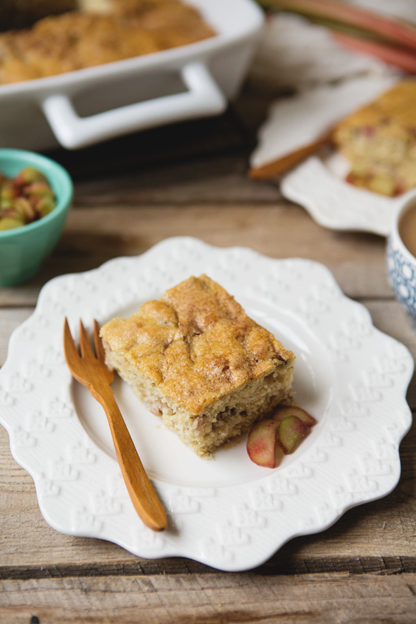 Rhubarb Coffee Cake #recipe | FoodforMyFamily.com