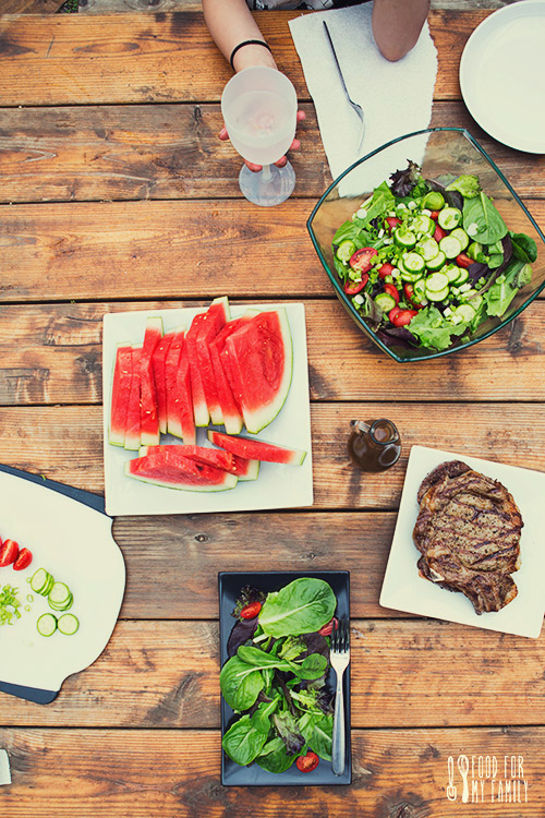 Steakhouse Rib Eye Salad with Aged Balsamic Vinaigrette #recipe via FoodforMyFamily.com