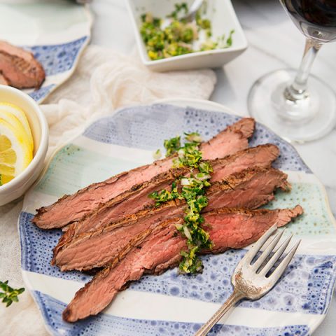 Thyme and Tea Rubbed Flank Steak with Gremolata | FoodforMyFamily.com